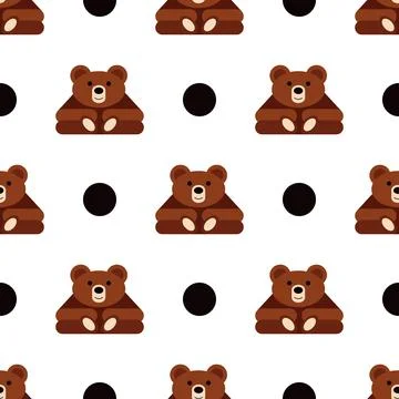 Teddy bear pattern on white background in simple m style Stock Illustration