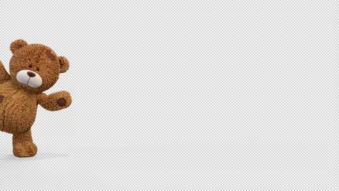 Teddy Bear peeps out from the left side of the screen 库存影片 163294205