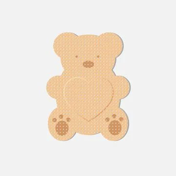 Teddy bear plaster for wounds, vector Stock Illustration