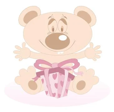 Teddy Bear with a present Stock Illustration