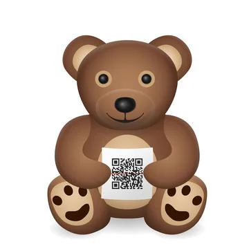 Teddy bear with QR code Stock Illustration