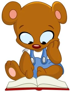 Teddy bear reading book Stock Illustration