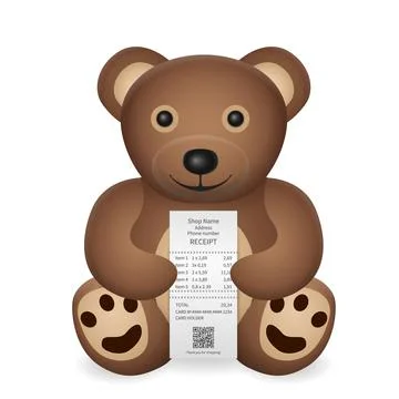 Teddy bear with receipt Stock Illustration