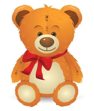 Teddy Bear with Red Bow Ilustração Stock