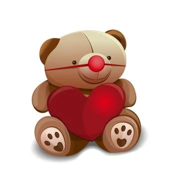 Teddy bear with red rubber clown nose Stock Illustration