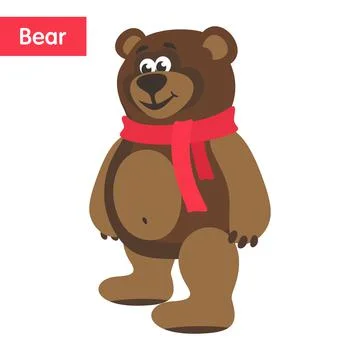 Teddy Bear with a red scarf.  Stock Illustration