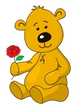 Teddy-bear with a rose flower Illustrazione stock