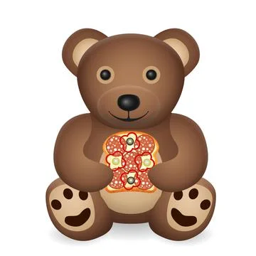 Teddy bear with sandwich Stock Illustration