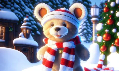 Teddy bear in santa hat Stock Illustration