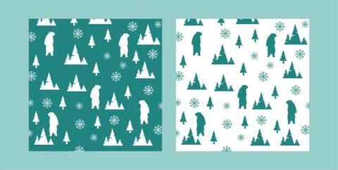 Teddy Bear Seamless Pattern Background, Happy cute bear in the forest between Stock Illustration