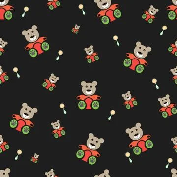 Teddy bear seamless pattern. bear doll seamless pattern Stock Illustration
