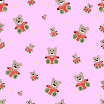 Teddy bear seamless pattern. bear doll seamless pattern Stock Illustration