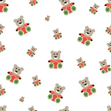 Teddy bear seamless pattern on white. Vector illustration Stock Illustration