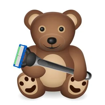 Teddy bear with shaving razor Stock Illustration
