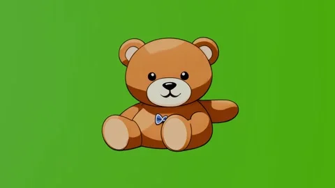 A teddy bear sits isolated on a green screen Stock Footage 283352317