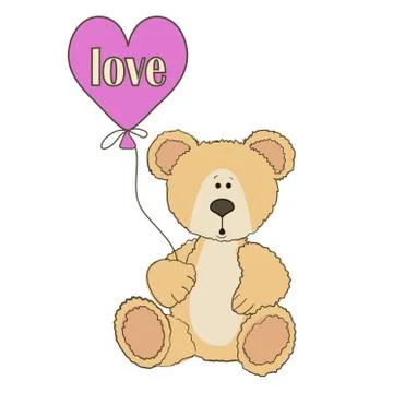 Teddy Bear is sitting with  balloon Illustrazione stock