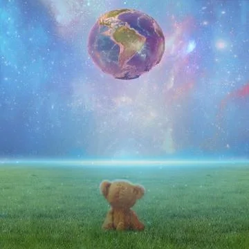 Teddy Bear is sitting on the grass Stock Illustration