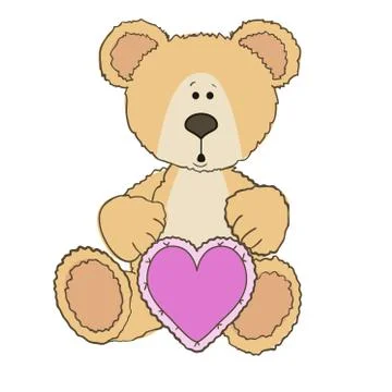 Teddy Bear is sitting with heart Illustration