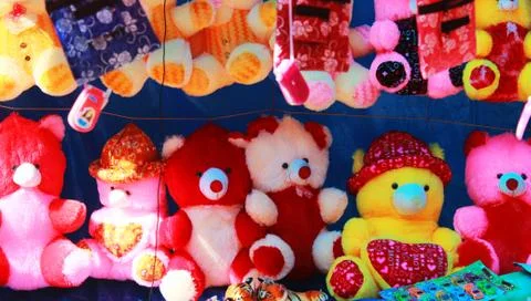 Teddy bear sitting in a row Stock Photos