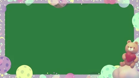 A teddy bear sitting on top of green board and green screen design figure Stock Footage 337342052