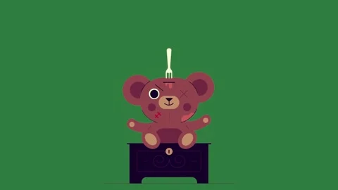 A teddy bear sitting on top of television and green screen frame design Stock Footage 337340012
