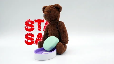 Teddy bear with soap 4K Video stock 141108558