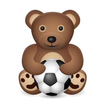 Teddy bear with soccer ball Stock Illustration