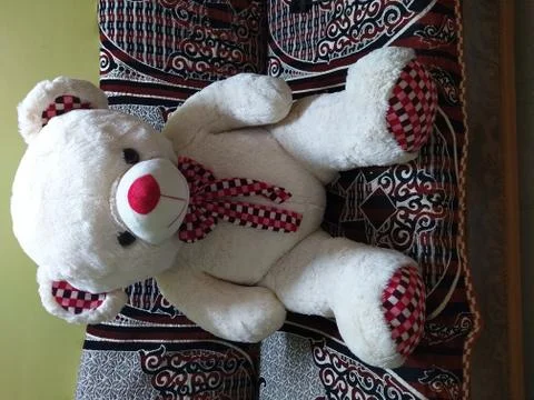 Teddy bear on the sofa Stockfoto's