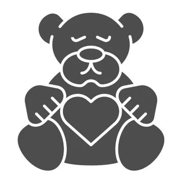 Teddy bear solid icon. Plush toy vector illustration isolated on white. Kid toy Illustrazione stock
