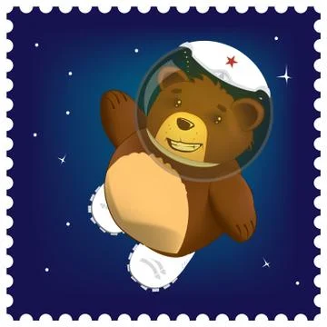 Teddy bear in space Stock Illustration