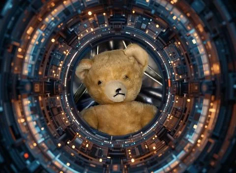 Teddy bear space ship Stock Illustration