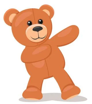 Teddy bear stands and shows. Soft toy Stock Illustration
