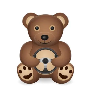 Teddy bear with steering wheel Stock Illustration