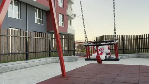 Teddy bear on a swing Video stock 239248872