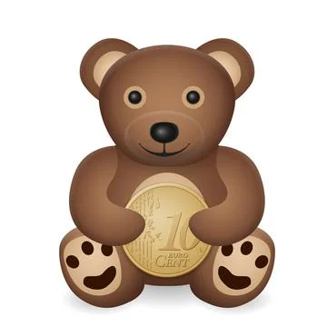Teddy bear with ten euro cent Stock Illustration