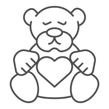 Teddy bear thin line icon. Plush toy vector illustration isolated on white. Kid Illustrazione stock