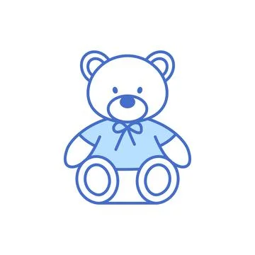 Teddy bear thin line icon. Cute blue outline toy Stockillustratie