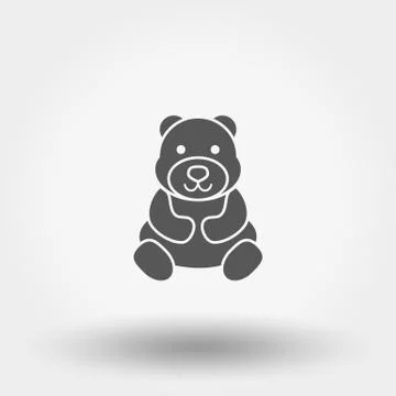 Teddy bear. Toy. Icon. Vector. Silhouette. Flat. Stock Illustration