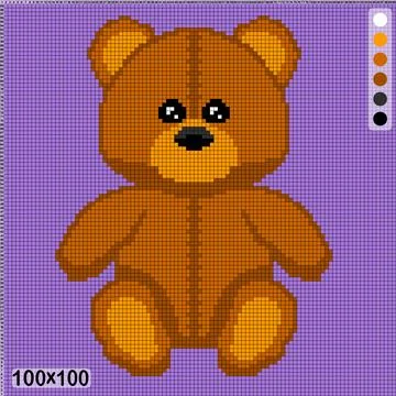 Teddy bear toy pattern for cross-stitch or knitting Ilustração Stock