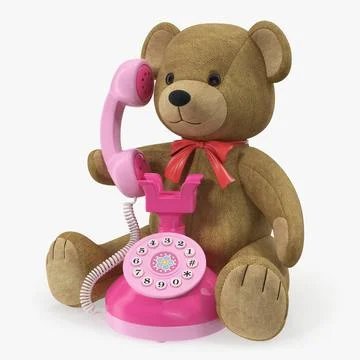 Teddy Bear with Toy Phone 3D Model