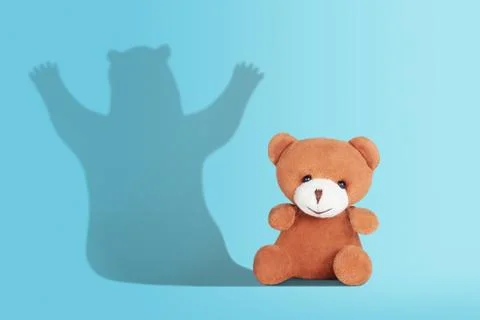 Teddy bear toy with shadow Stock Photos