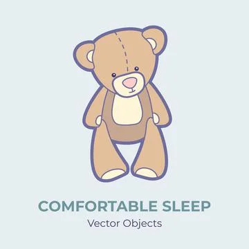 Teddy bear vector isolated. Comfortable sleep illustration item vector, good Stock Illustration