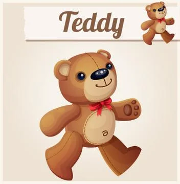 Teddy bear walks. Cartoon vector illustration 库存插图