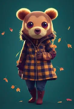 Teddy Bear Wearing Flannel イラスト素材