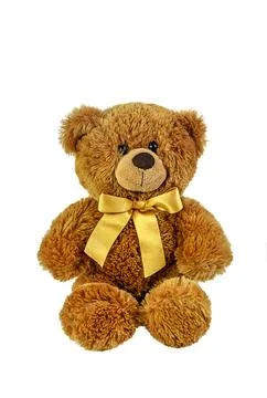 Teddy bear on white background isolate. Selective focus. Stock Photos
