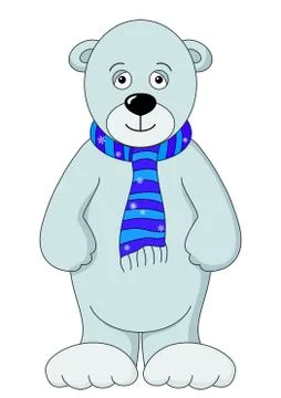 Teddy bear white in a scarf Stock Illustration