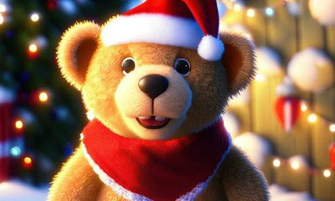 Teddy Bear in Xmas Stock Illustration