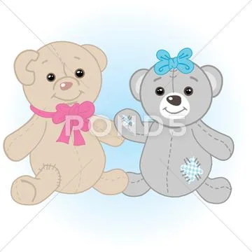 Teddy bears couple. Stock Illustration