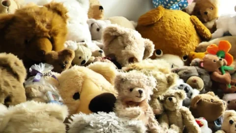 Teddy bears. group of soft childrens toys. Stock Footage 277419773