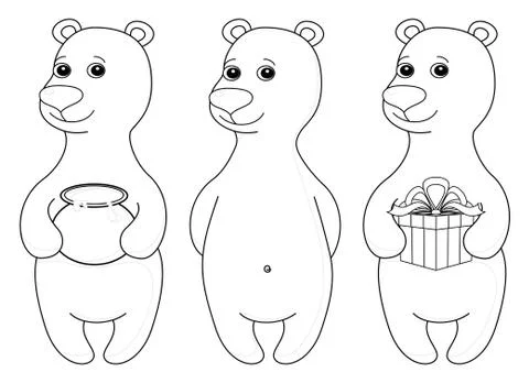 Teddy bears, set, contours Stock Illustration